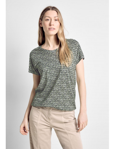 Cecil TOS Button T-shirt with minimal Cool khaki