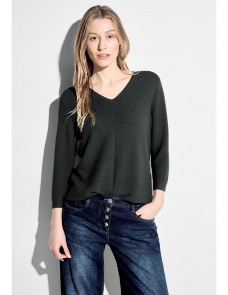 Cecil TOS Structured V-neck Strong Khaki