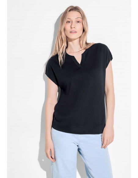 Cecil Split neck sleeveless Pullover Universal blue