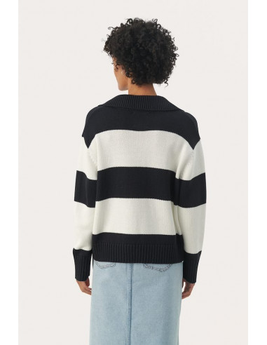 Part Two ElindaPW PU Dark Navy Bold Stripe