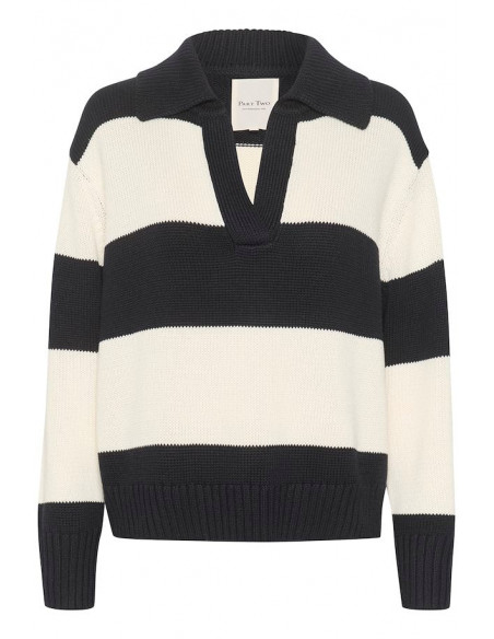 Part Two ElindaPW PU Dark Navy Bold Stripe