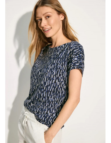 CECIL Minimal Print Shirt Undiversal blue