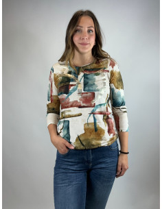 Gabriella K Mönstrad topp med glitterdetaljer