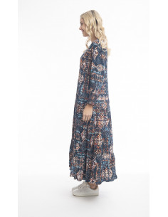 Orientique Strauss Dress V Layers Maxi New Dark Print 2