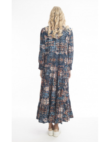 Orientique Strauss Dress V Layers Maxi New Dark Print