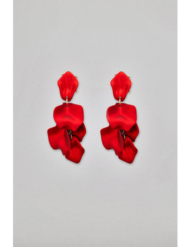 Bow 19 Leaf Earrings Metallic Red