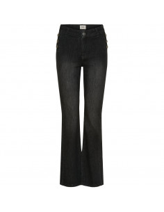 Isay Como Flare Button Jeans Washed Black