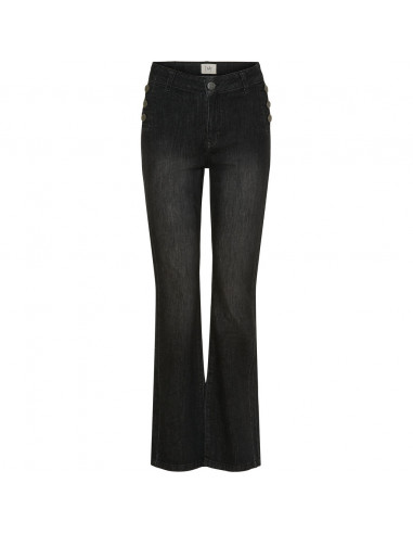 Isay Como Flare Button Jeans Washed Black