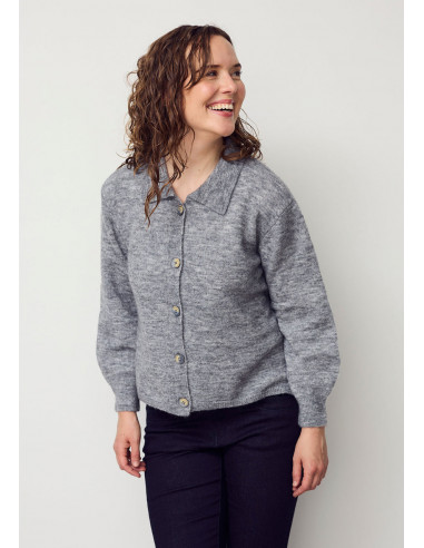 Isay Anna Colar Cardigan Grey Melange