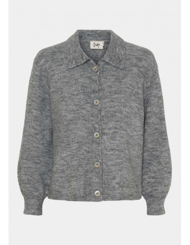 Isay Anna Colar Cardigan Grey Melange