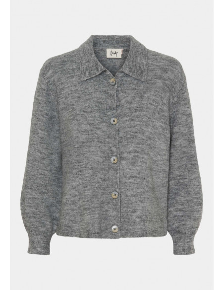 Isay Anna Colar Cardigan Grey Melange