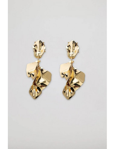 Bow 19 Leaf Earrings Metallic Gold