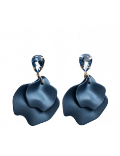 Bow19 Leaf Earrings Pearl Blue