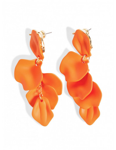 Bow19 Leaf Earrings Orange