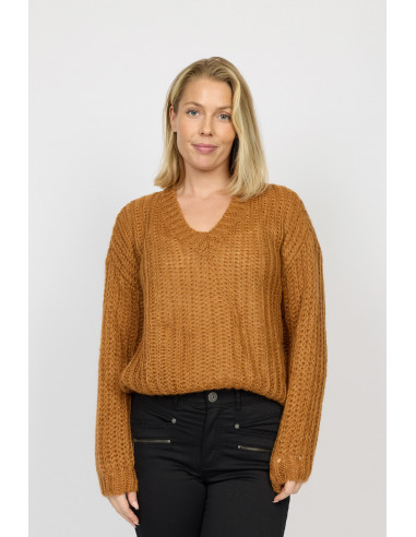 Designed by 2-biz BIBI.AU24 Knit blouse Cognac