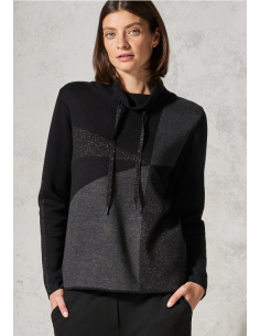 Cecil High Collar Jacquard 303032 Black