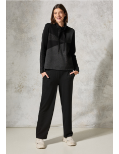 Cecil High Collar Jacquard 303032 Black 2