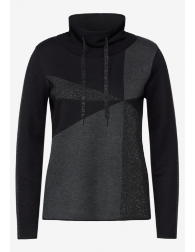 Cecil High Collar Jacquard 303032 Black