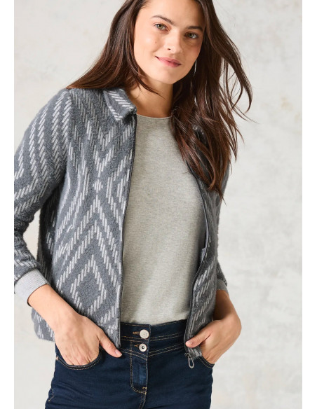 Cecil TOS Feather Yarn Jacquard Jack Platinum Grey 322264