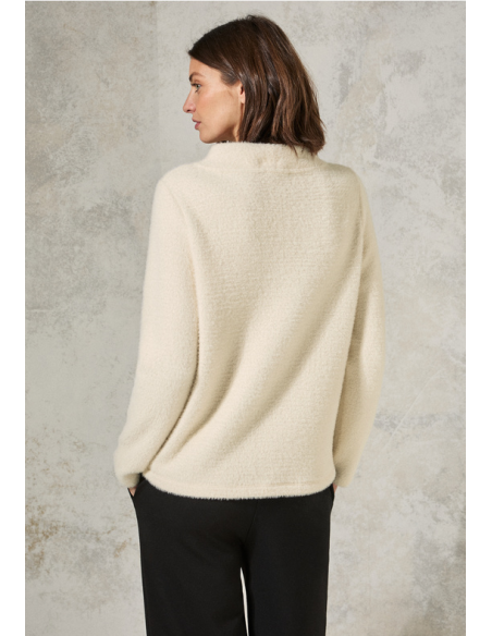 Cecil Solid Feather Yarn T-shirt Raw Sand Beige 322479