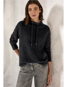 Cecil Solid Feather Yarn T-shirt Black 311479 2