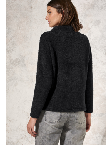 Cecil Solid Feather Yarn T-shirt Black 311479