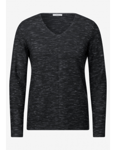 Cecil NOS_Structured V-neck 302767 heather deep Black