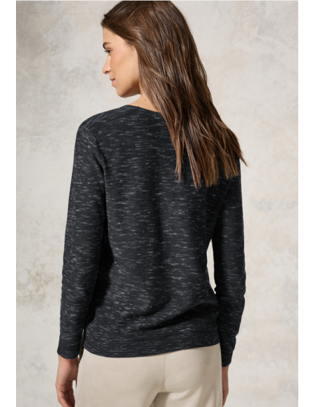 Cecil NOS_Structured V-neck 302767 heather deep Black