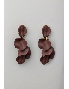 Bow19 leaf Earrings Dark Brown