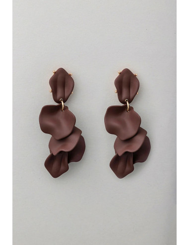 Bow19 leaf Earrings Dark Brown