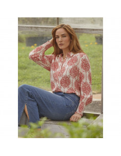 Isay Gyta smock blouse Red Floral 2