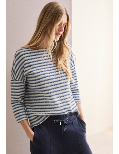 CECIL TOS Stripe Knit T-shirt Blue