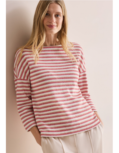 CECIL TOS Stripe Knit T-shirt Red/Orange