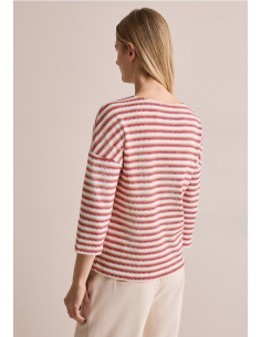 CECIL TOS Stripe Knit T-shirt Red/Orange 2