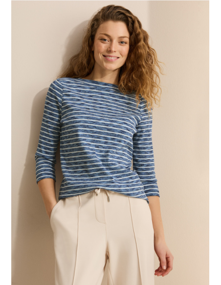 CECIL Striped Melange T-shirt Blue