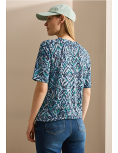 Cecil TOS Burnout T-shirt With Big O Universal Blue 2