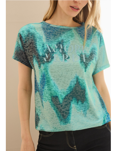 Cecil Burnout T-shirt With FP Cool Salvia Green 322951