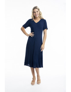 Orientique Essentials Rayon Dobby Dress Godet Short Sleeve