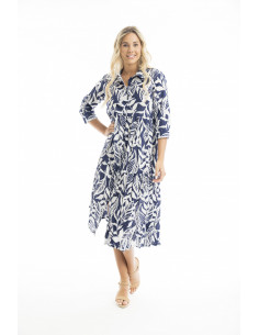 Orientique Hayman Navy Dress Collar Midi Navy