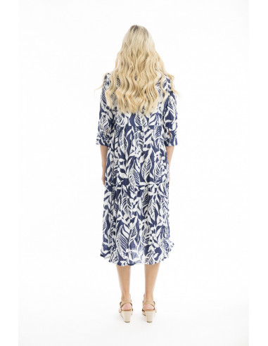 Orientique Hayman Navy Dress Collar Midi Navy