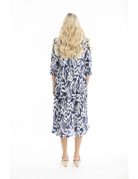 Orientique Hayman Navy Dress Collar Midi Navy