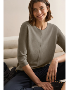 Cecil TOS_ Structured Round neck 303211 Smoky Taupe