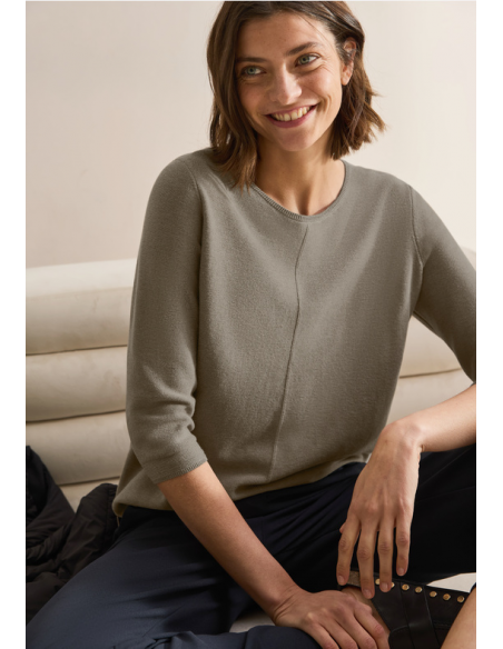 Cecil TOS_ Structured Round neck 303211 Smoky Taupe