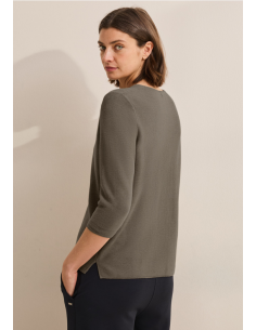 Cecil TOS_ Structured Round neck 303211 Smoky Taupe 2