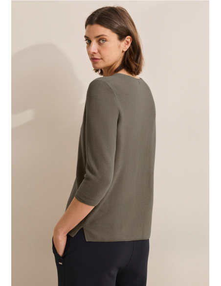 Cecil TOS_ Structured Round neck 303211 Smoky Taupe