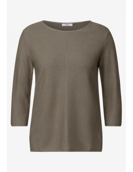 Cecil TOS_ Structured Round neck 303211 Smoky Taupe