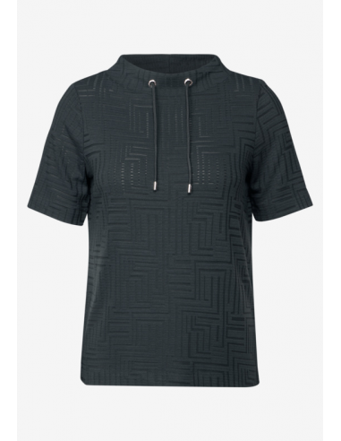 Cecil Jacquard Burn Out Funnel Neck Striped...