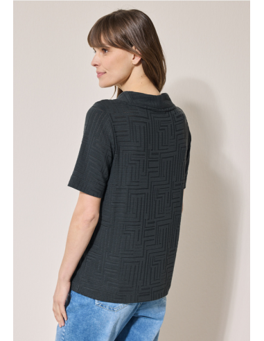 Cecil Jacquard Burn Out Funnel Neck Striped...