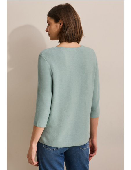 Cecil TOS_ Structured Round neck 303211 Cool salvia