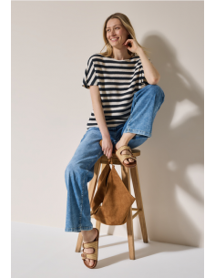 Cecil Striped Structure T-Shirt 323109 Randig